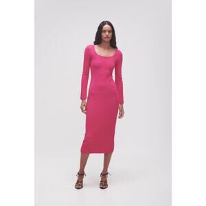 Aje Hot Pink Echo Bubble Body Midi Dress Size Small